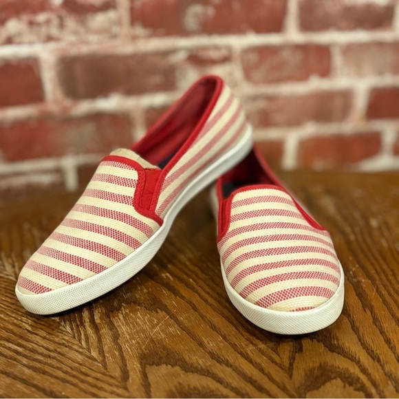 Nautica Shoes - Nautica Red and Cream Striped Slip-On Shoes